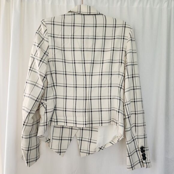 Choosy Blazer Jacket NWT 0 Ivory Cream Plaid Bossgirl Preppy Career Mobwives - Picture 10 of 13